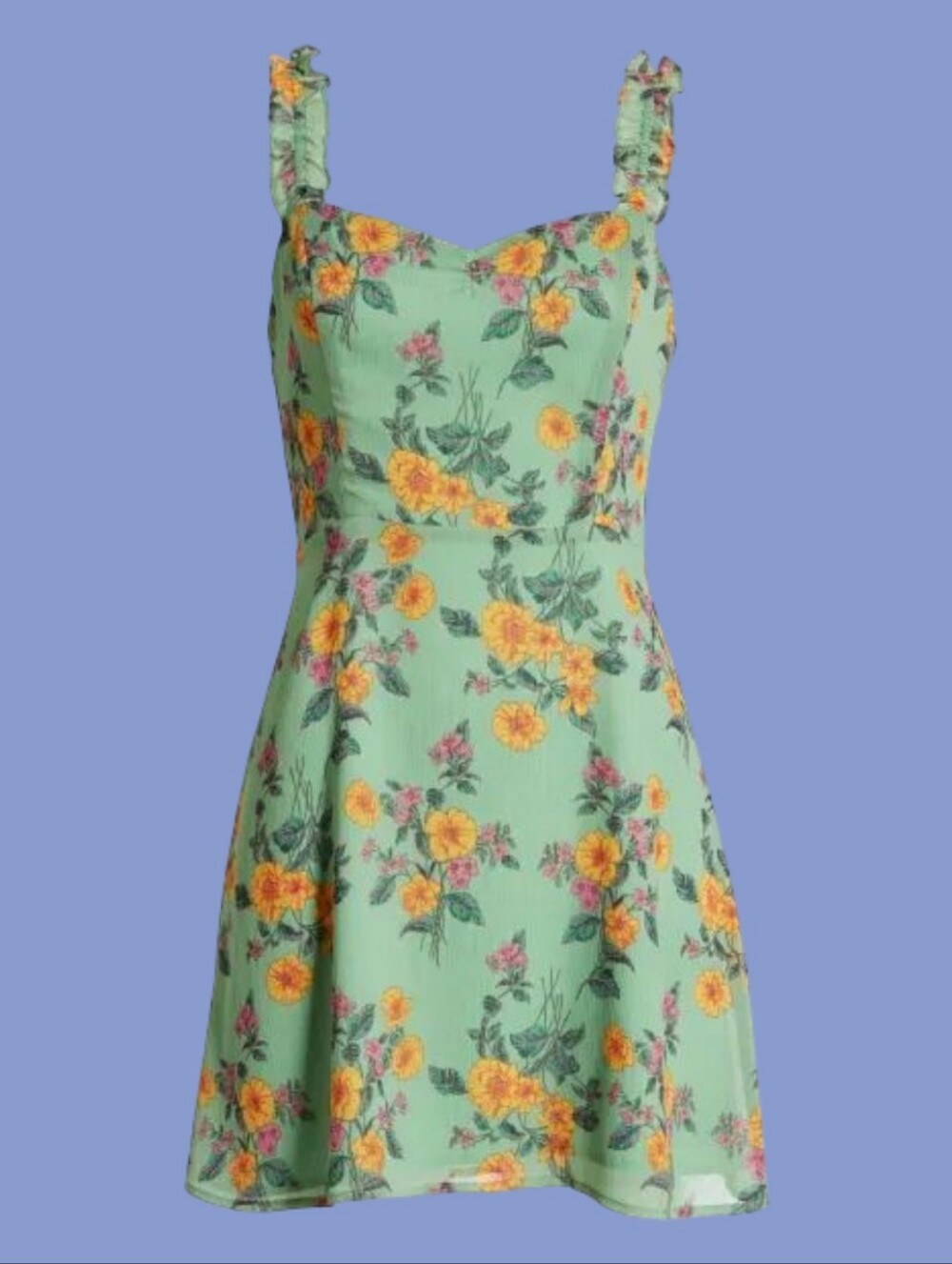 Nordstrom All in Favor Lined Floral Mini Dress - green - size S